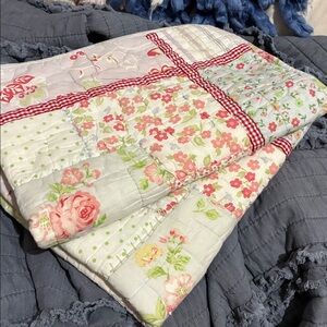 Pottery Barn Kids Floral Patchwork Quilt Sham set in Pink, Green, red and blue